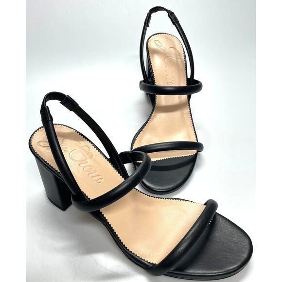 J. Crew Black Lucie Slingback Block Heel Sandals Women's Size 9 - Picture 1 of 7